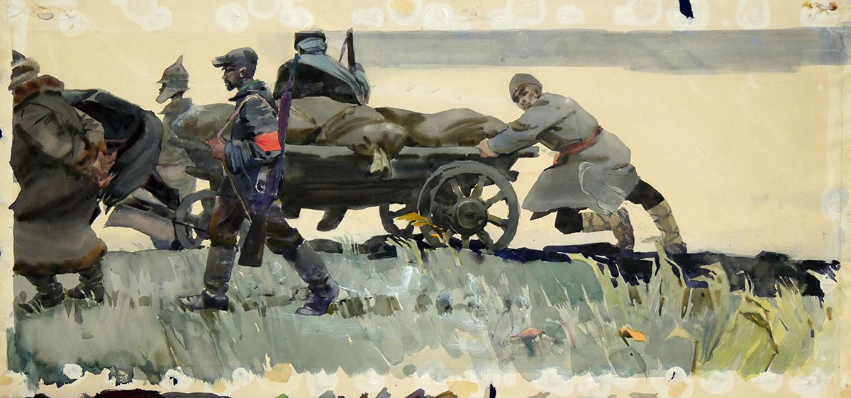 Рисунок А.И. Каюмовича "Продотряд". Фото:&nbsp;Курская государственная картинная галерея имени А.А. Дейнеки