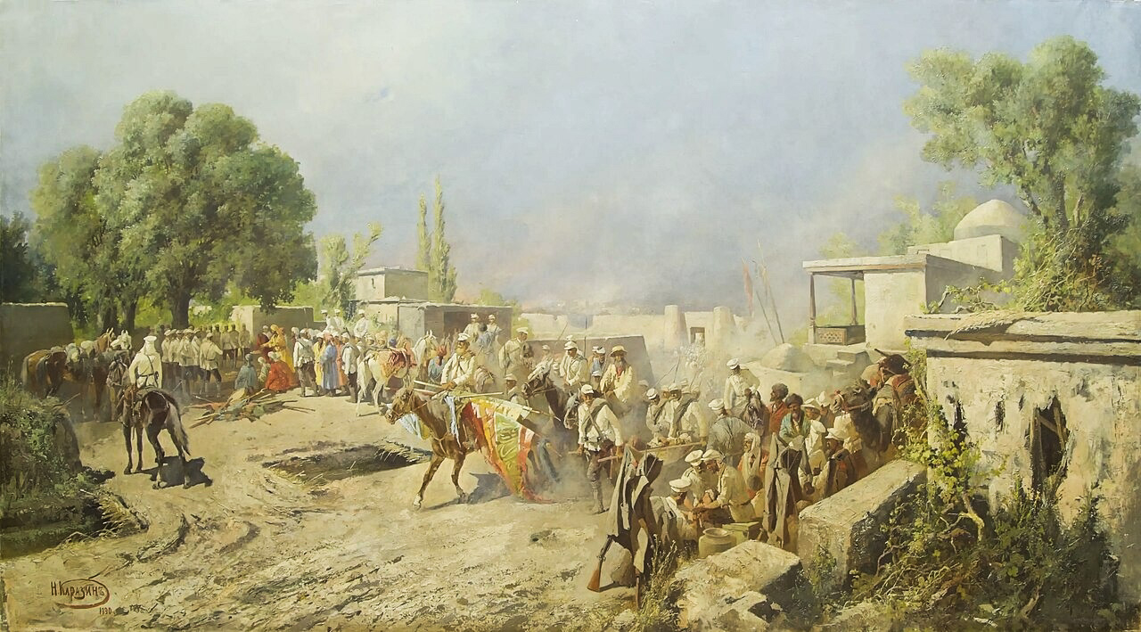 Картина&nbsp;Н.&nbsp;Н.&nbsp;Каразина&nbsp;"Взятие Ташкента генералом Черняевым в 1865&nbsp;году". Фото:&nbsp;Артиллерийский музей в СПб
