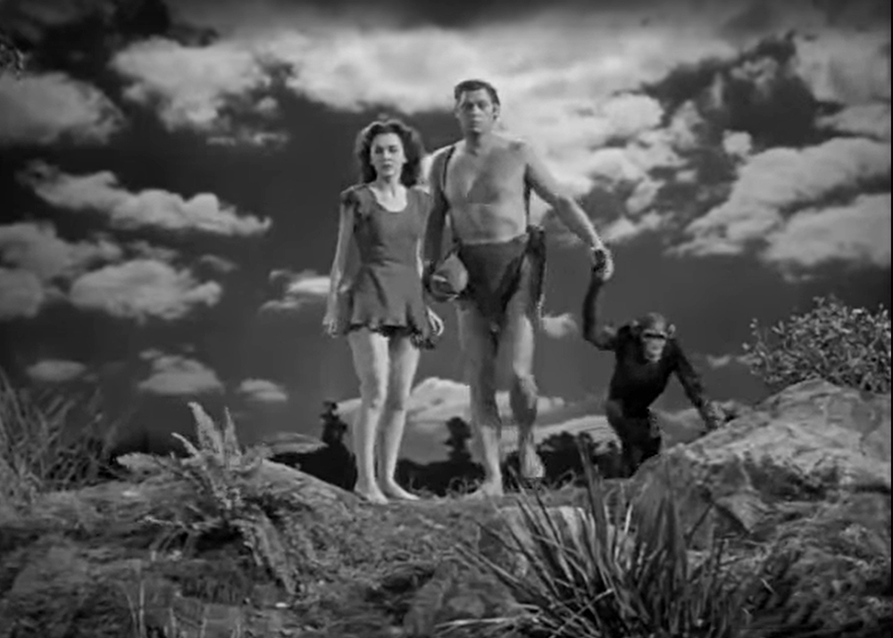 Тарзан, его жена Джейн и шимпанзе-компаньон Чита. Кадр из фильма &laquo;Тарзан в Нью-Йорке&raquo; (1942). Фото:&nbsp;MGM