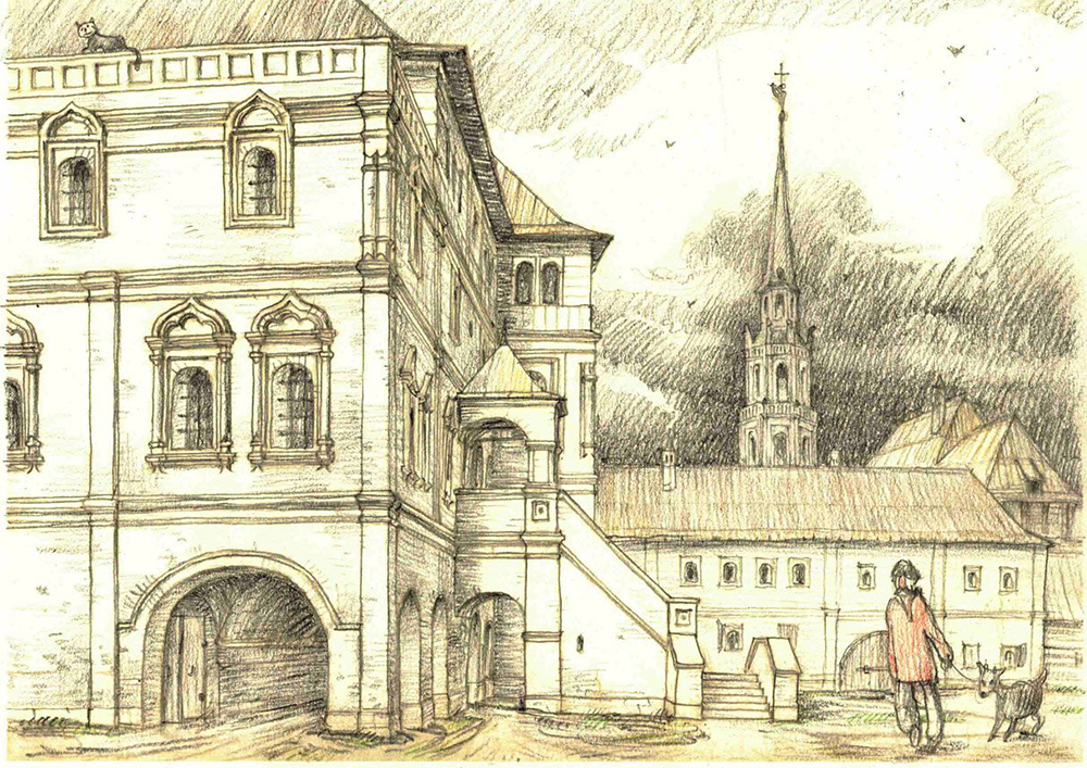 Рисунок заднего двора дома 10 на Кривоколенном переулке. Фото: t.me/moscow1680