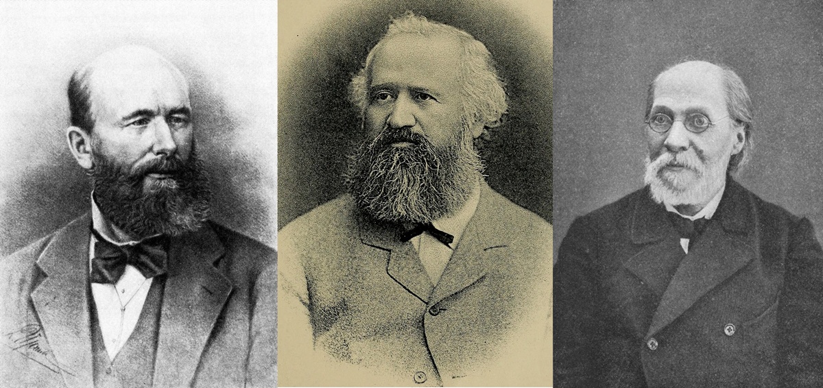 А. М. Бутлеров, А. Н. Аксаков и Н. П. Вагнер. Фото: из книги &laquo;Академия наук СССР&raquo;, Library of Congress,&nbsp;из книги &laquo;Галлерея русскихъ писателей&raquo;