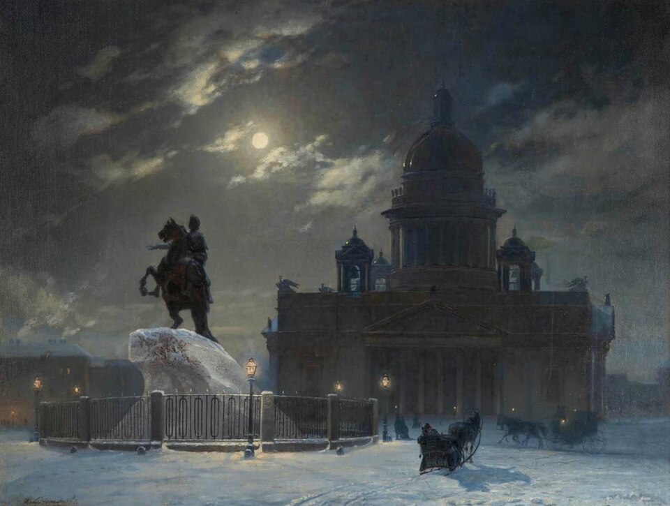 Картина&nbsp;&laquo;Вид памятника Петру I на Сенатской площади в Санкт-Петербурге&raquo;.&nbsp;Фото: Красноярский художественный музей