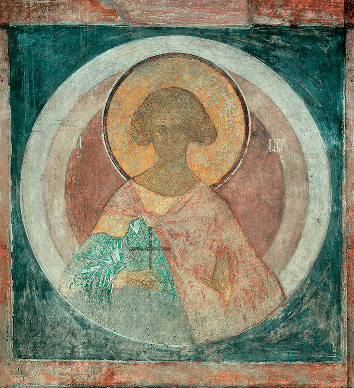 Фреска "Мученик Лавр" Успенского собора на Городке в Звенигороде. Фото: Попов Г. В. / "Северный паломник"