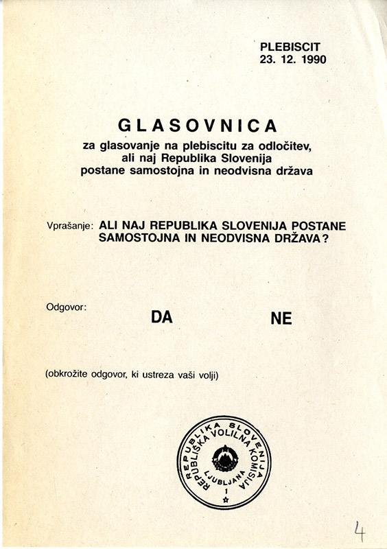 Фотография бюллетеня на словенском плебисците. Фото: Globokivisoki/Wikimedia