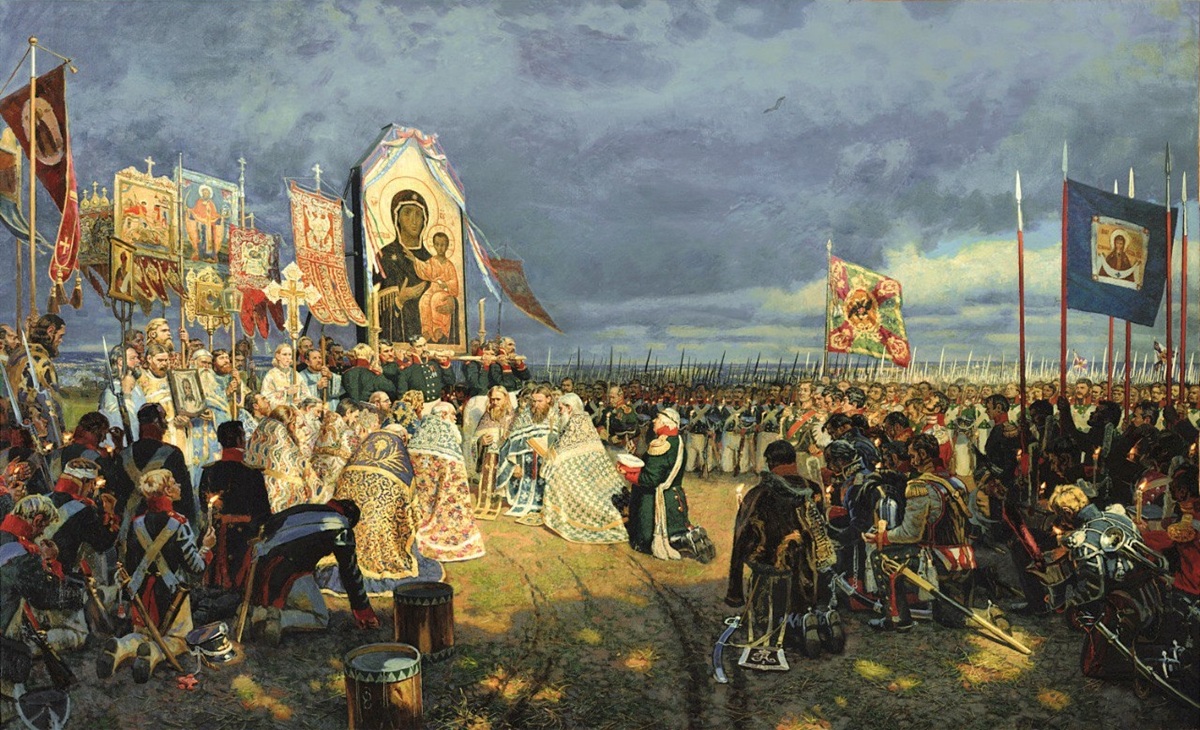 Картина Е. Н. Зайцева&nbsp;&laquo;Молебен на Бородинском поле&raquo;<!--TgQPHd|||[]-->. Фото:&nbsp;Музей Победы