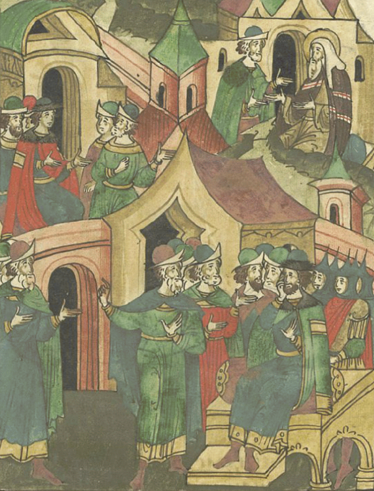 Иллюстрация из Лицевого летописного свода XVI века &laquo;Михаил Александрович гневается на Дмитрия Донского&raquo;. Фото:&nbsp;runivers.ru