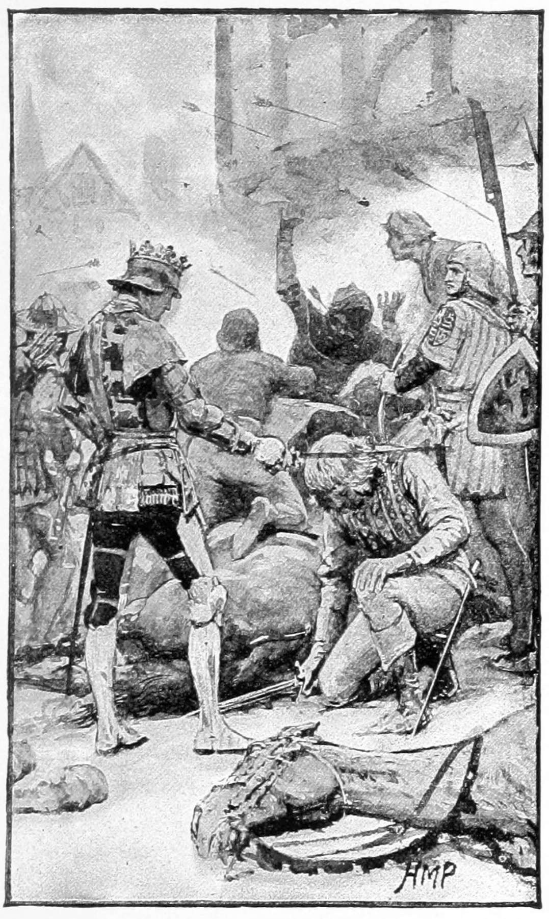 Рисунок Х. М. Пейджета "Герцог Глостер посвящает Дика в рыцари". Фото:&nbsp;The British Library