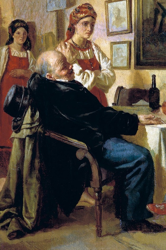 Фрагмент картины Николая Неврева &laquo;Торг. Сцена из крепостного быта. Из недавнего прошлого&raquo;. Фото: Государственная Третьяковская галерея