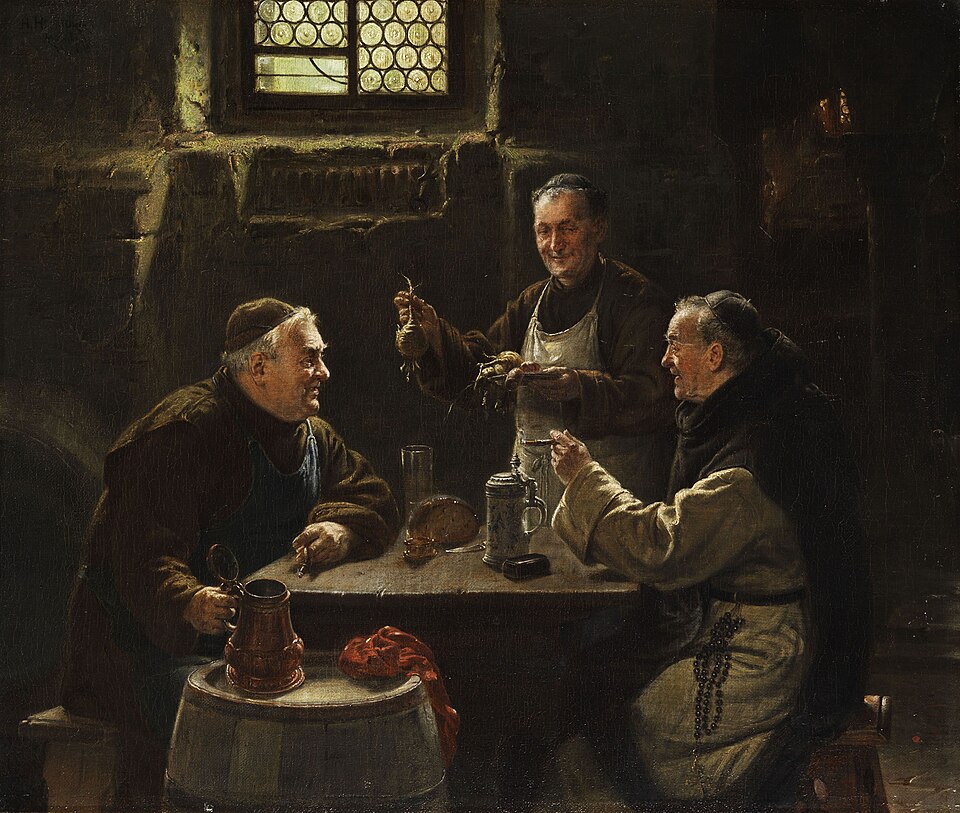 Картина Адольфа Гумборга «Три монаха за ужином». Фото: общественное достояние