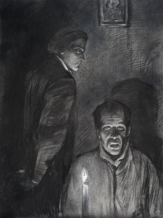 Иллюстрация &laquo;Иван Карамазов и Смердяков&raquo; к роману Ф.М. Достоевского. Фото:&nbsp;glazunov-gallery.ru