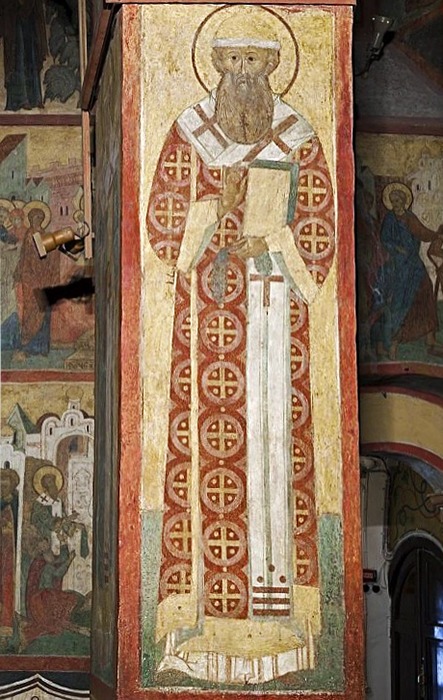 Святитель Фотий. Фото: роспись стен церкви Ризположения