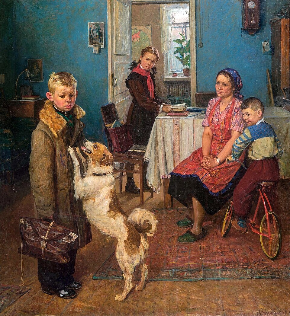 Картина Ф. П. Решетникова «Опять двойка». Фото: Государственная Третьяковская галерея
