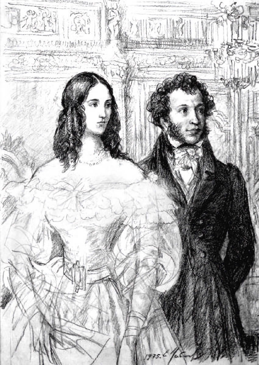 Н. Н. Гончаров и А. С. Пушкин, художник Е. А. Устинов. Фото:&nbsp;pushkin-lit.ru