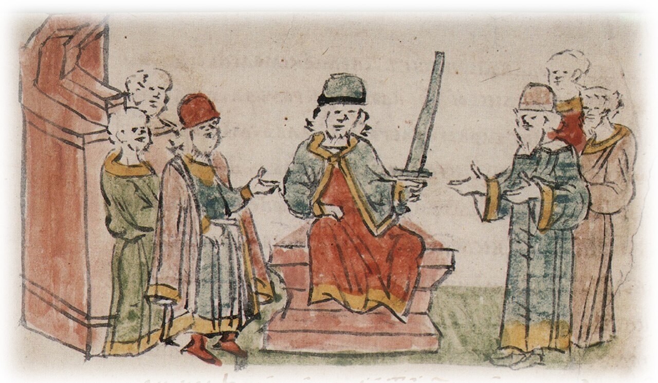 Юрий Долгорукий на Киевском престоле, миниатюра&nbsp;из&nbsp;Радзивилловской летописи. Фото: Руниверс