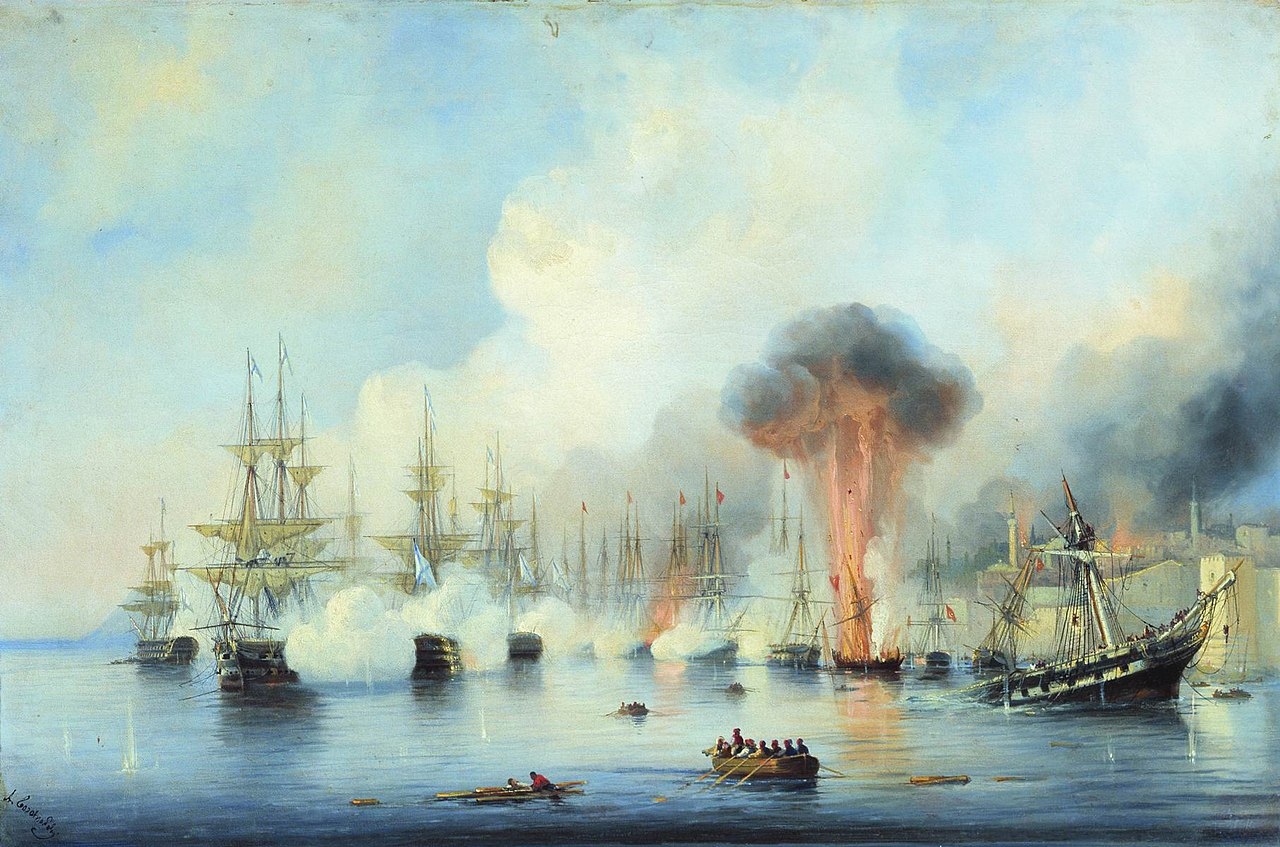 Картина&nbsp;А. П. Боголюбова&nbsp;"Синопский бой 18 ноября 1853 года". Фото:&nbsp;Центральный военно-морской музей, Санкт-Петербург