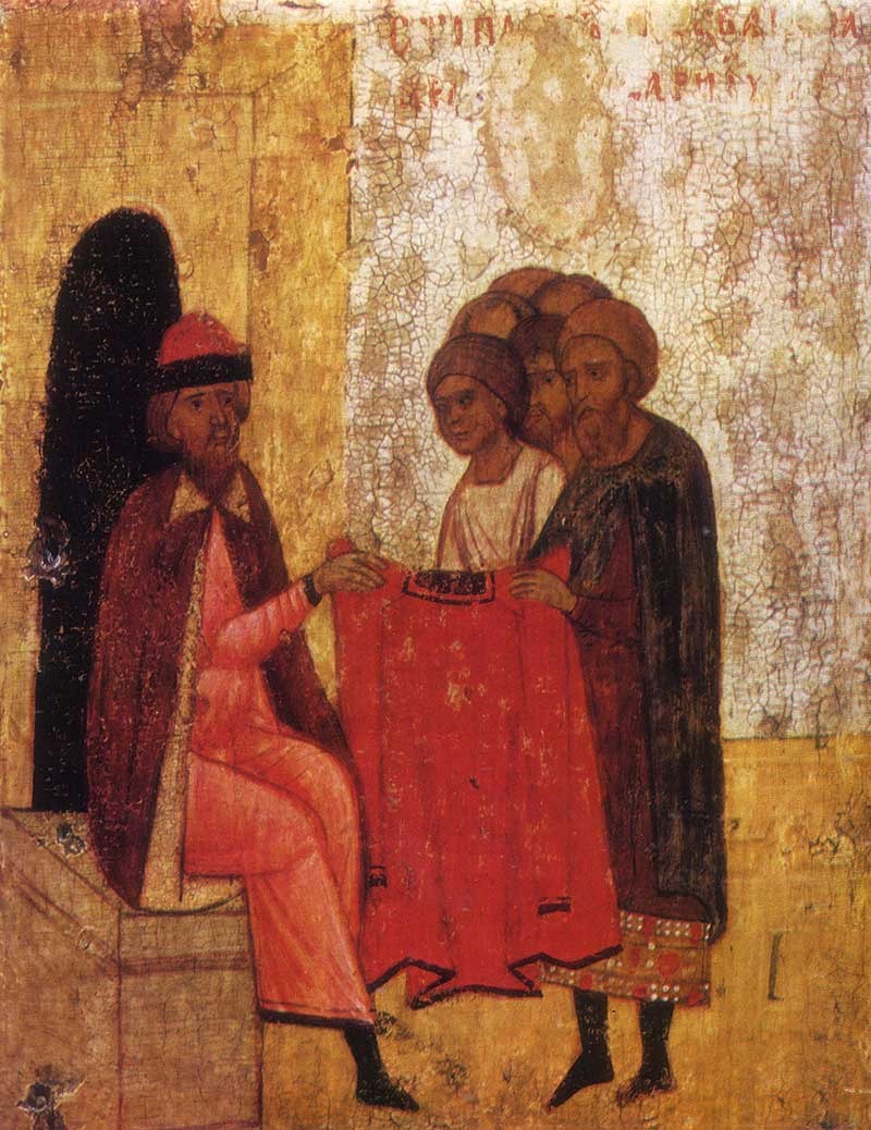 Клеймо «Святополк одаривает убийц» иконы «Борис и Глеб с житием». Фото: Государственная Третьяковская галерея