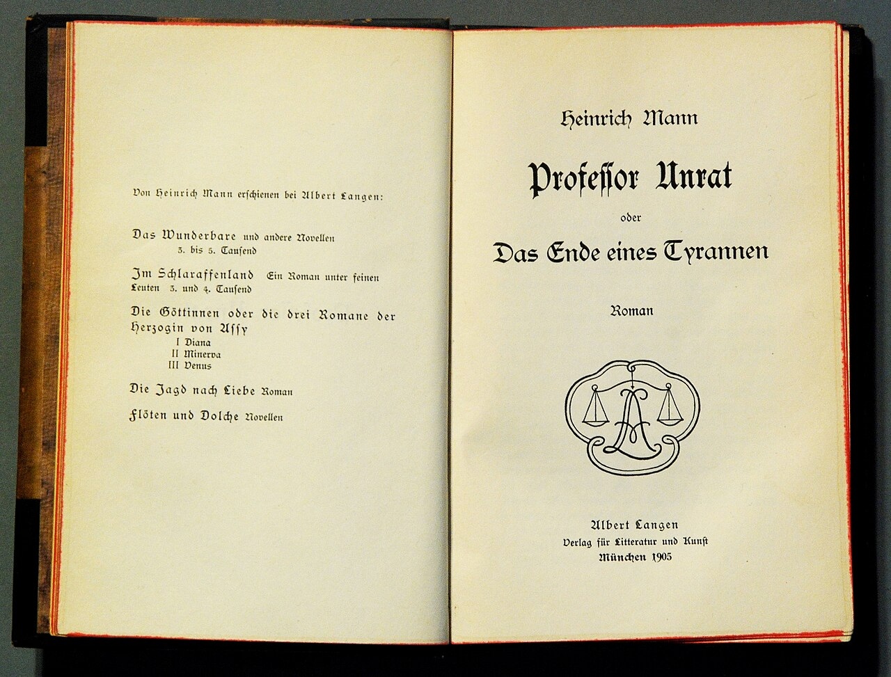 Книга&nbsp;&laquo;Учитель Унрат, или Конец одного тирана&raquo;. Фото:&nbsp;Albert Langen