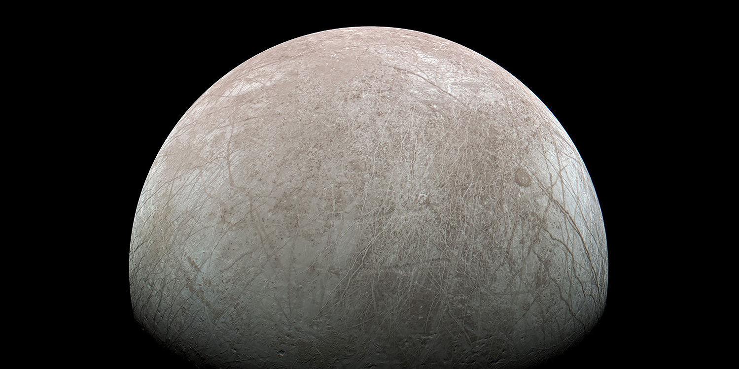 Спутник Юпитера – Европа. Фото: NASA / JPL-Caltech / SwRI / MSSS / Kevin M. Gill