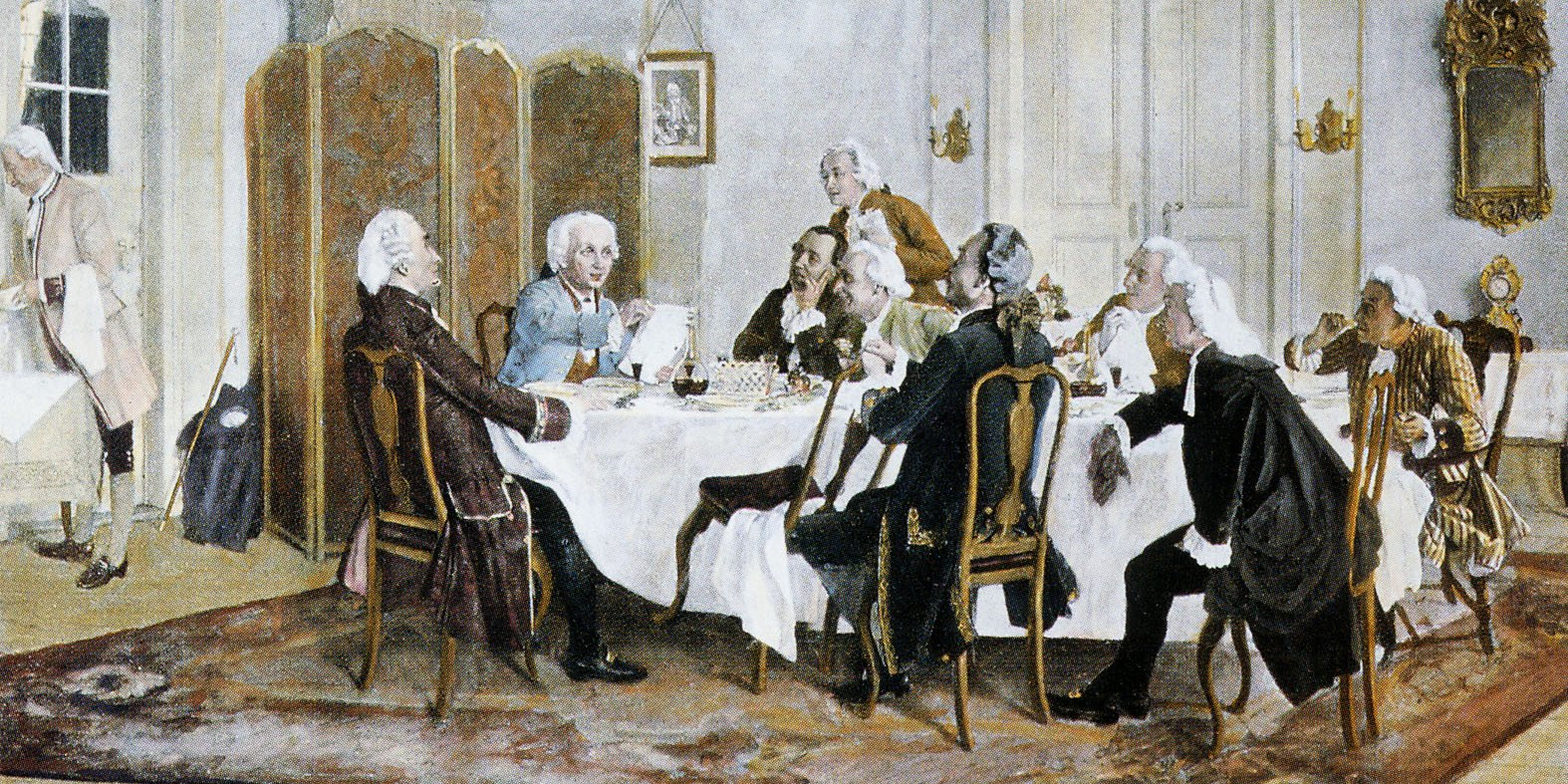 Картина «Кант с друзьями за обедом» кисти Эмиля Дерстлинга. Фото: общественное достояние