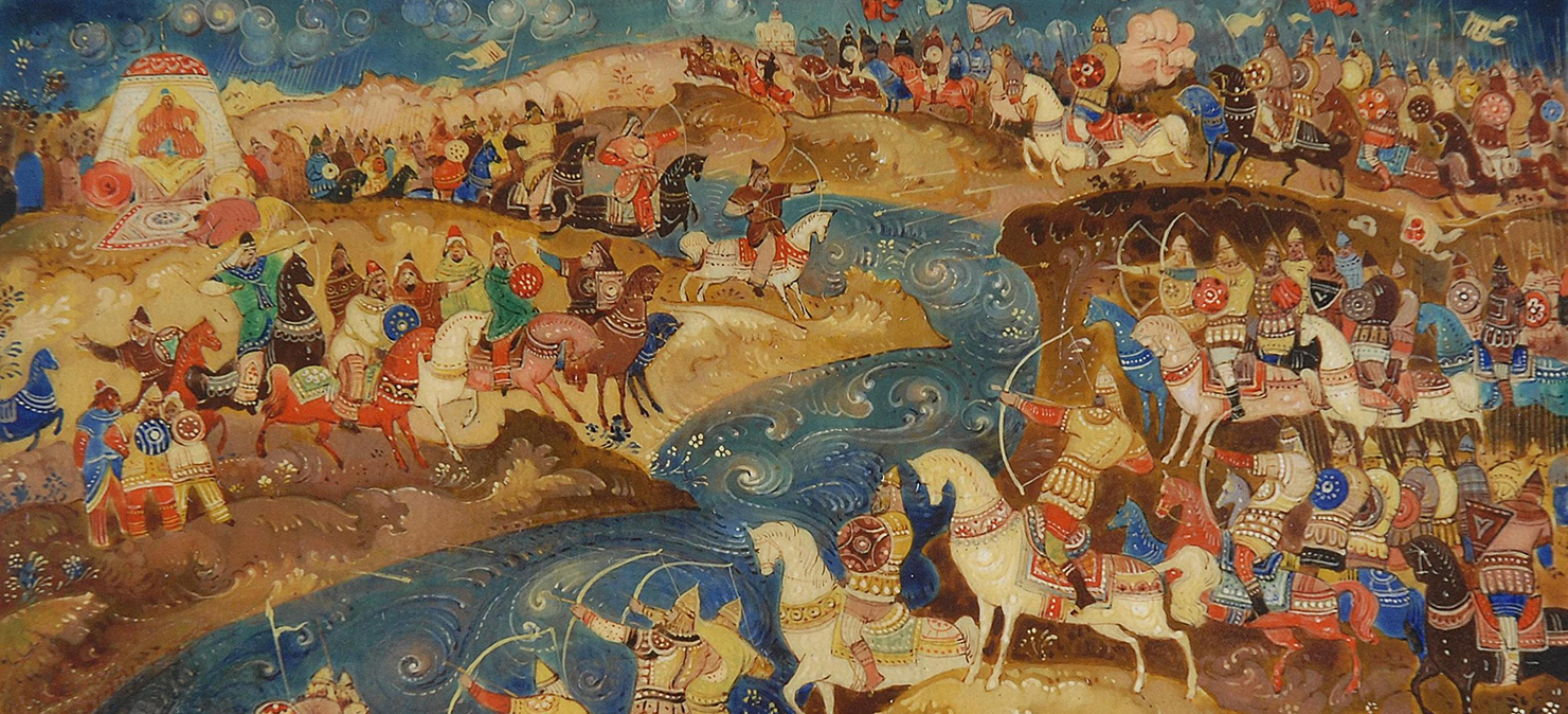 Фомичев Л.А. Шкатулка. Перестрелка на р.Угре 1480 г.  Фото: фонд Владимиро-Суздальского музея-заповедника