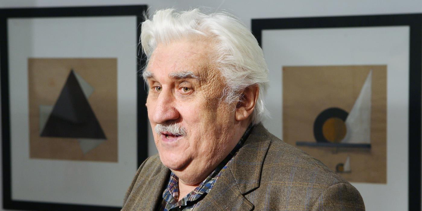 Художник Владимир Немухин на церемонии открытия выставки 